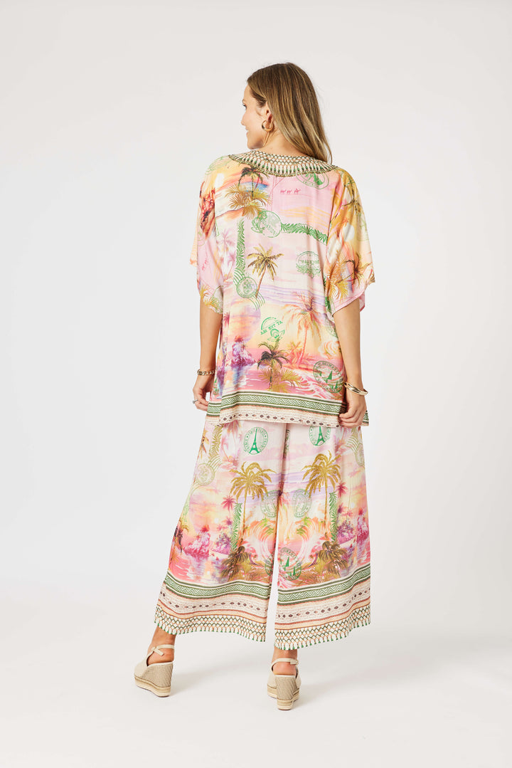 Passport V-Neck Top - Sunset Multi