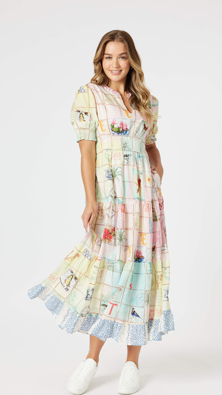 Capri Print Maxi Dress - Pastel Multi