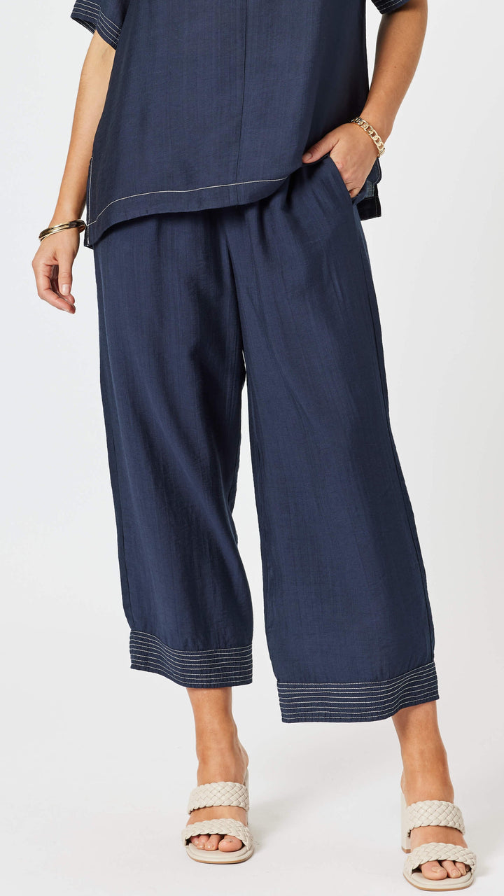 Top Stitch Detail Pant - Navy