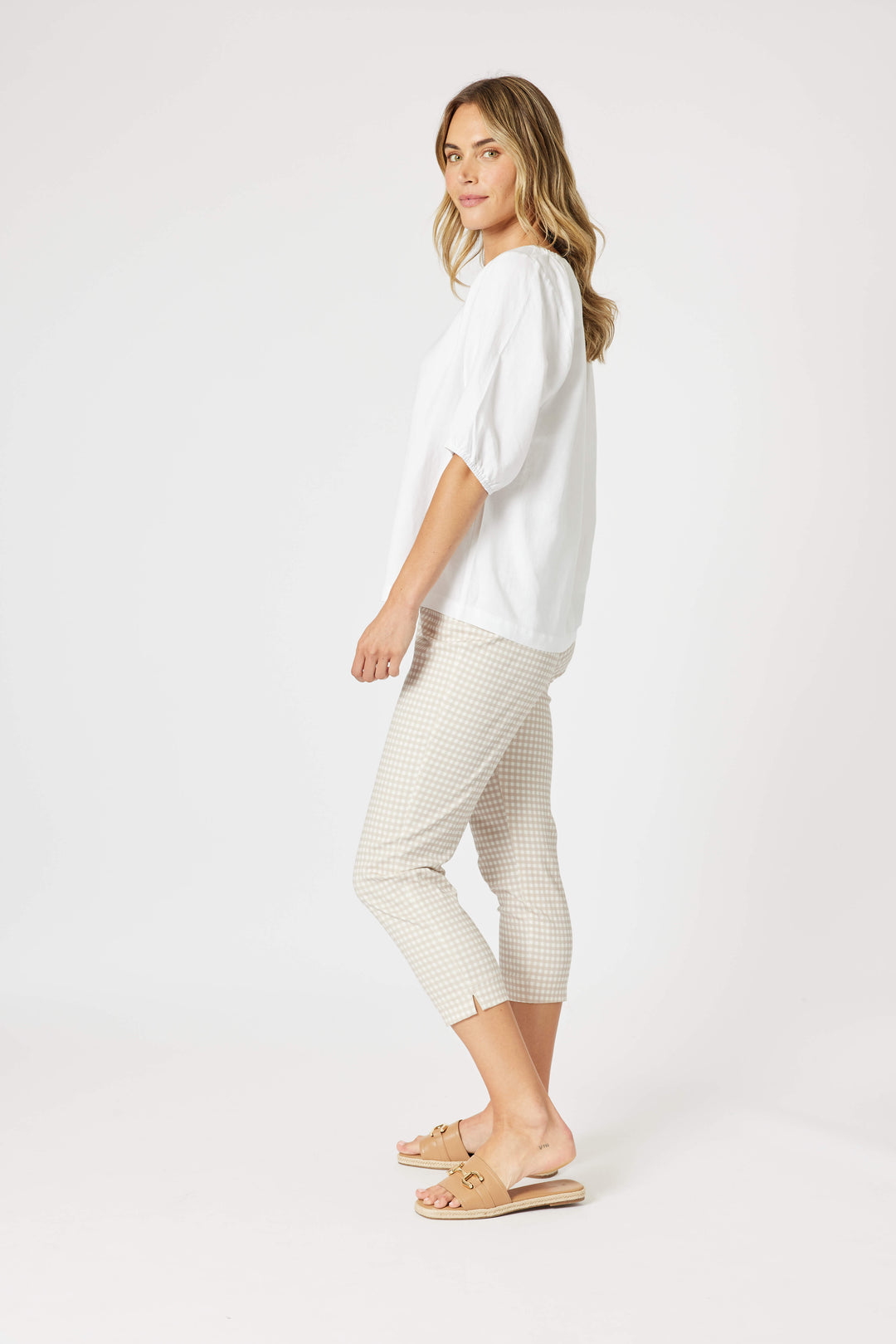 Lino V Neck Top - White