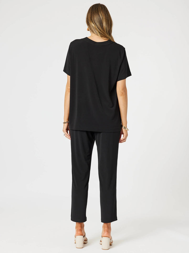 Maggie V Neck Travel Top - Black