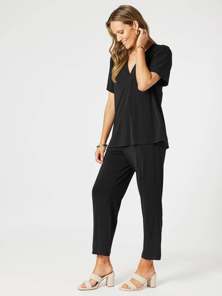 Maggie V Neck Travel Top - Black