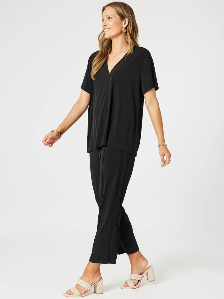 Maggie V Neck Travel Top - Black