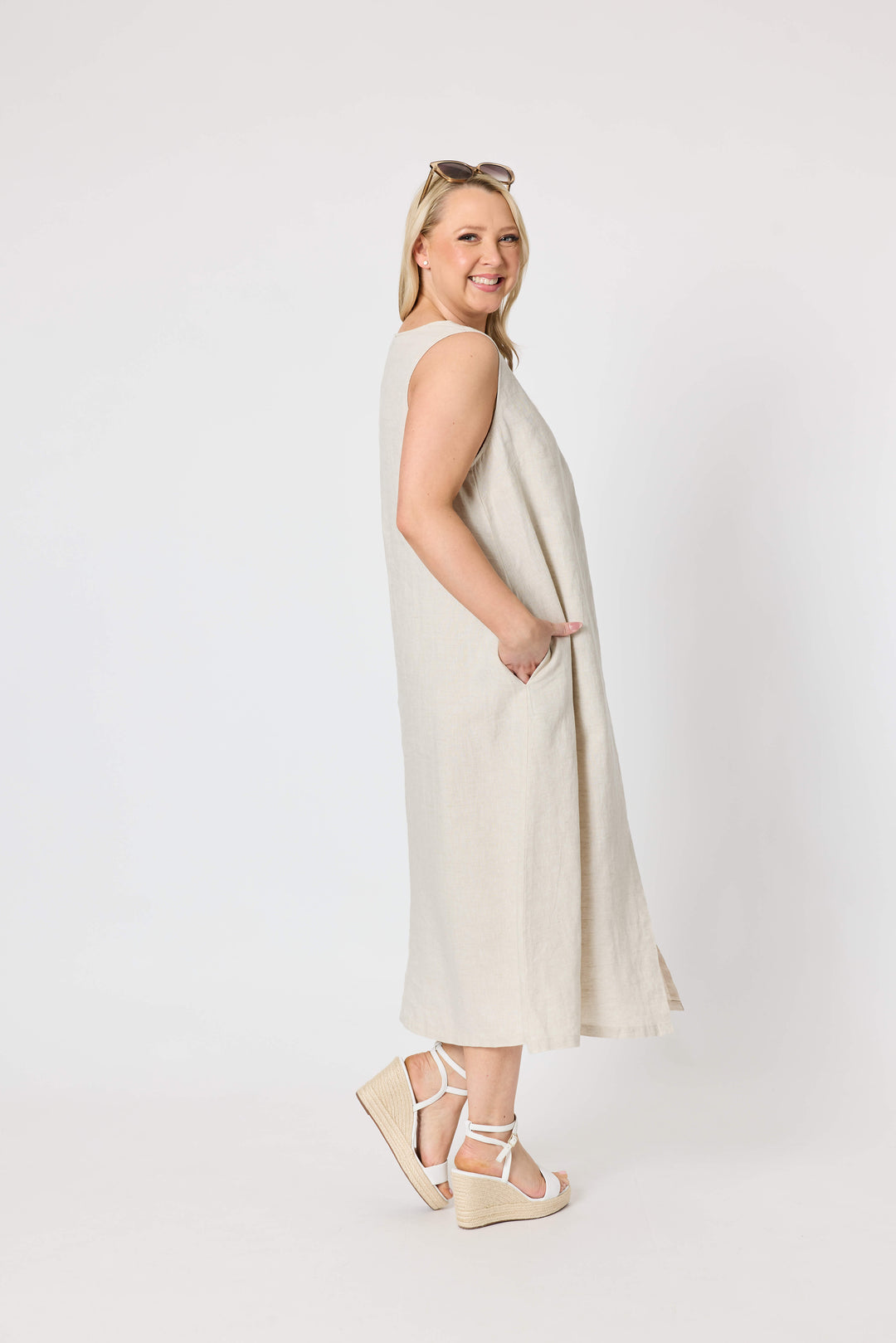 Gordon Smith Ava Linen V-neck Dress - Natural