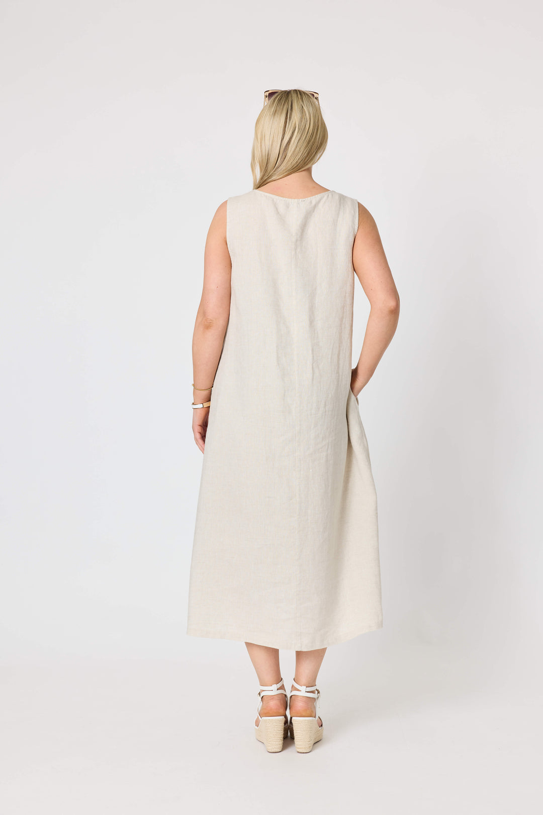 Gordon Smith Ava Linen V-neck Dress - Natural