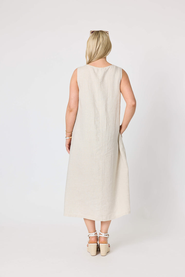 Gordon Smith Ava Linen V-neck Dress - Natural