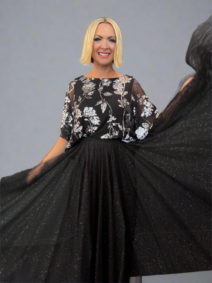 Midnight Garden Tulle Flared Skirt 254927