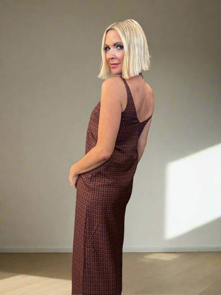 Chocolate Tencel V Neck Dress