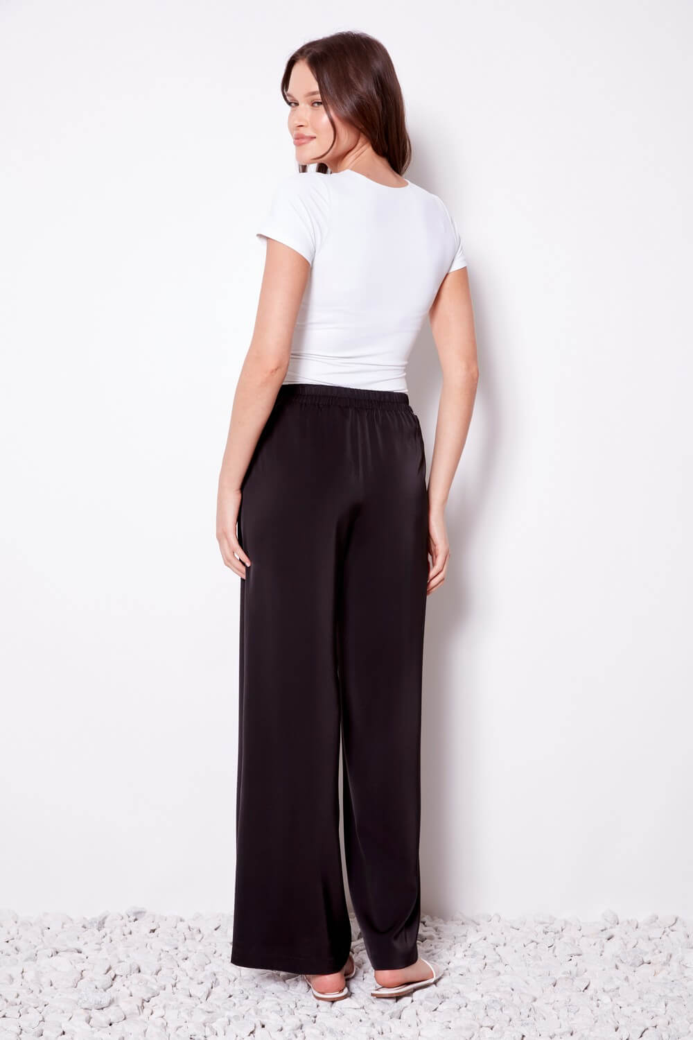 Belize Satin Wide-Leg Full Length Pant - Black
