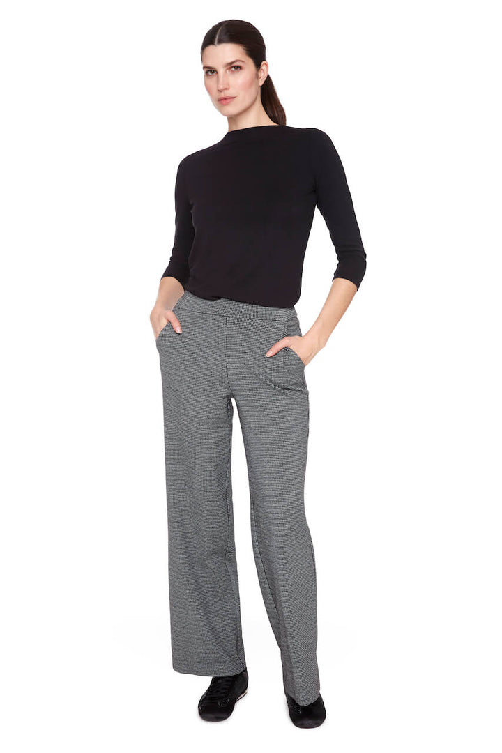 Full Length Wide Leg Knit Pant - Check