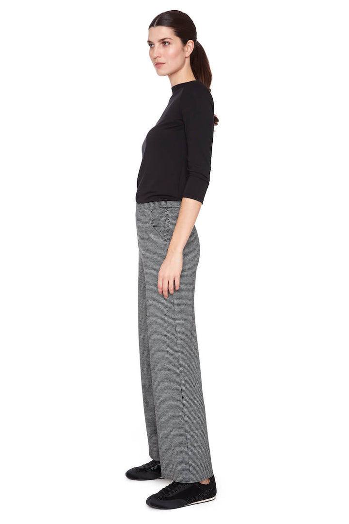 Full Length Wide Leg Knit Pant - Check