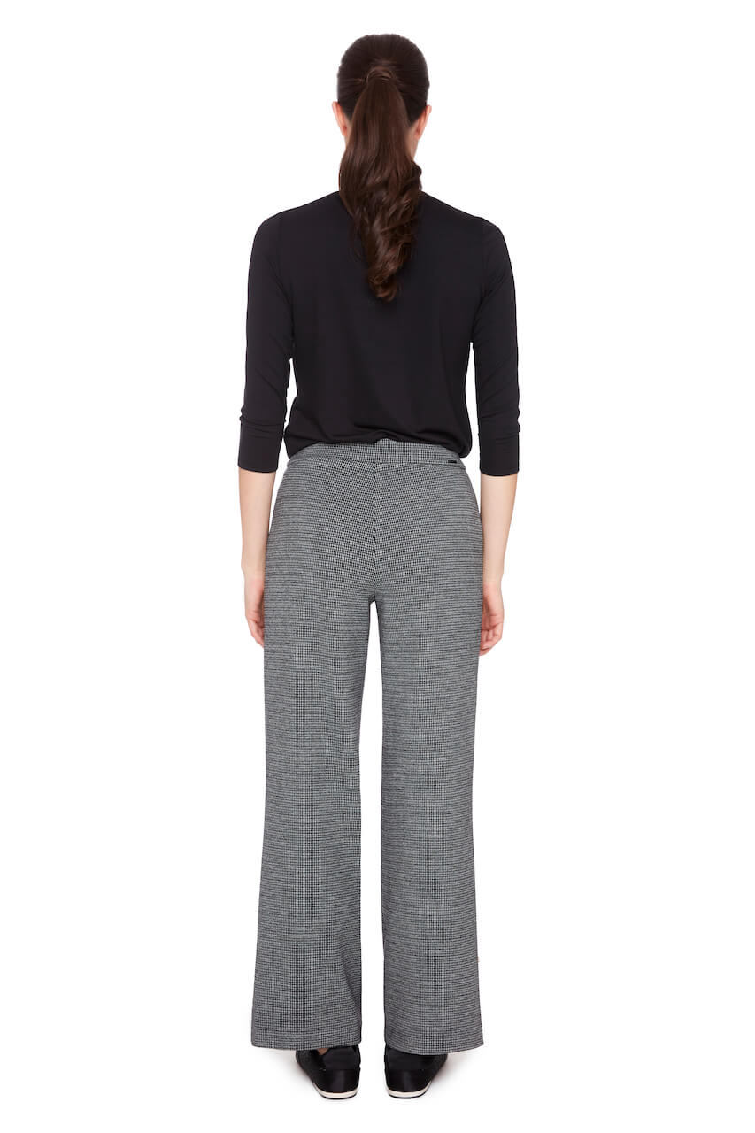 Full Length Wide Leg Knit Pant - Check
