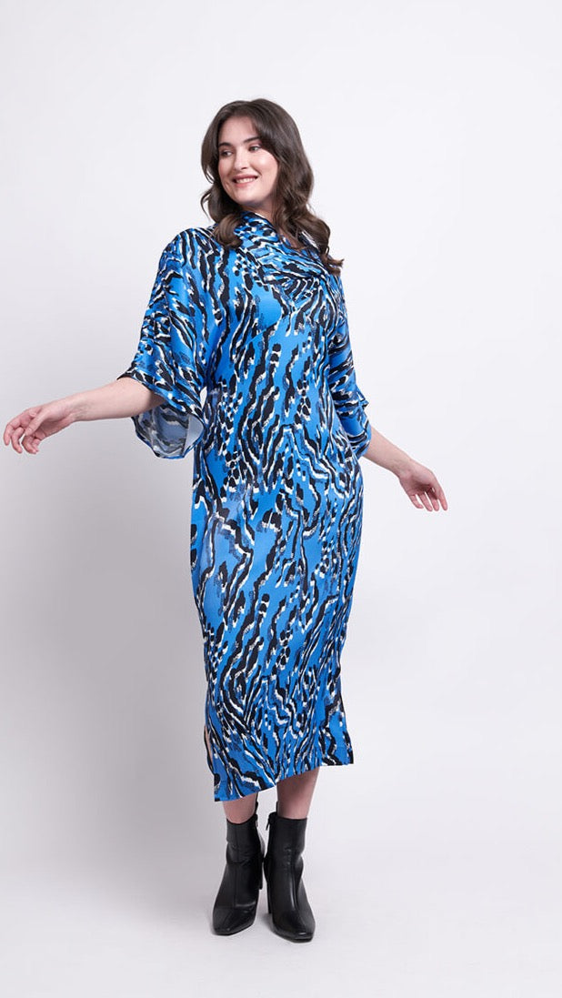 On The Cowl Dress - Dazzle Blue/Maya Pink
