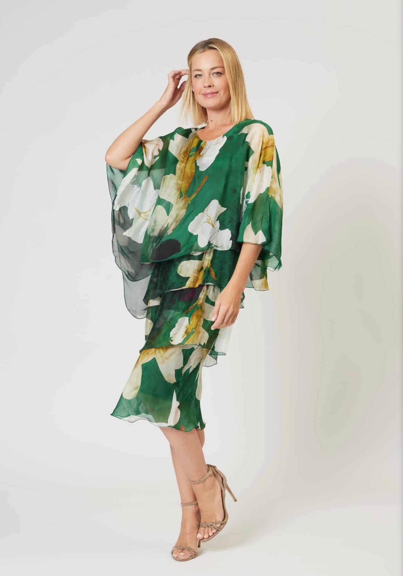Multi Layers Dress - Green Floral