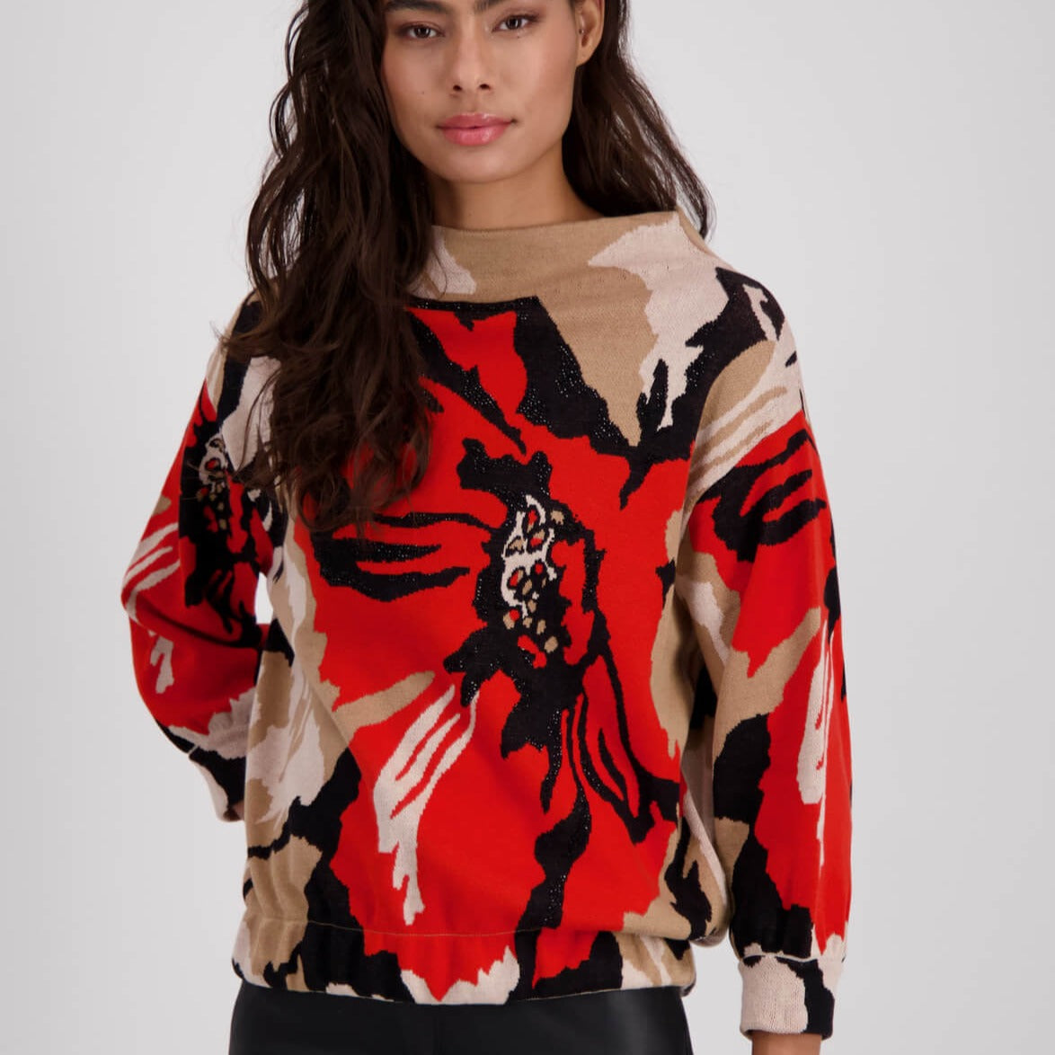 Jacuard Floral Sweater-Biscuit 807193monari