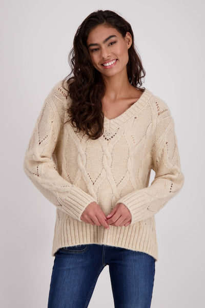 Braid Fleece Sweater - Biscuit 807225monari