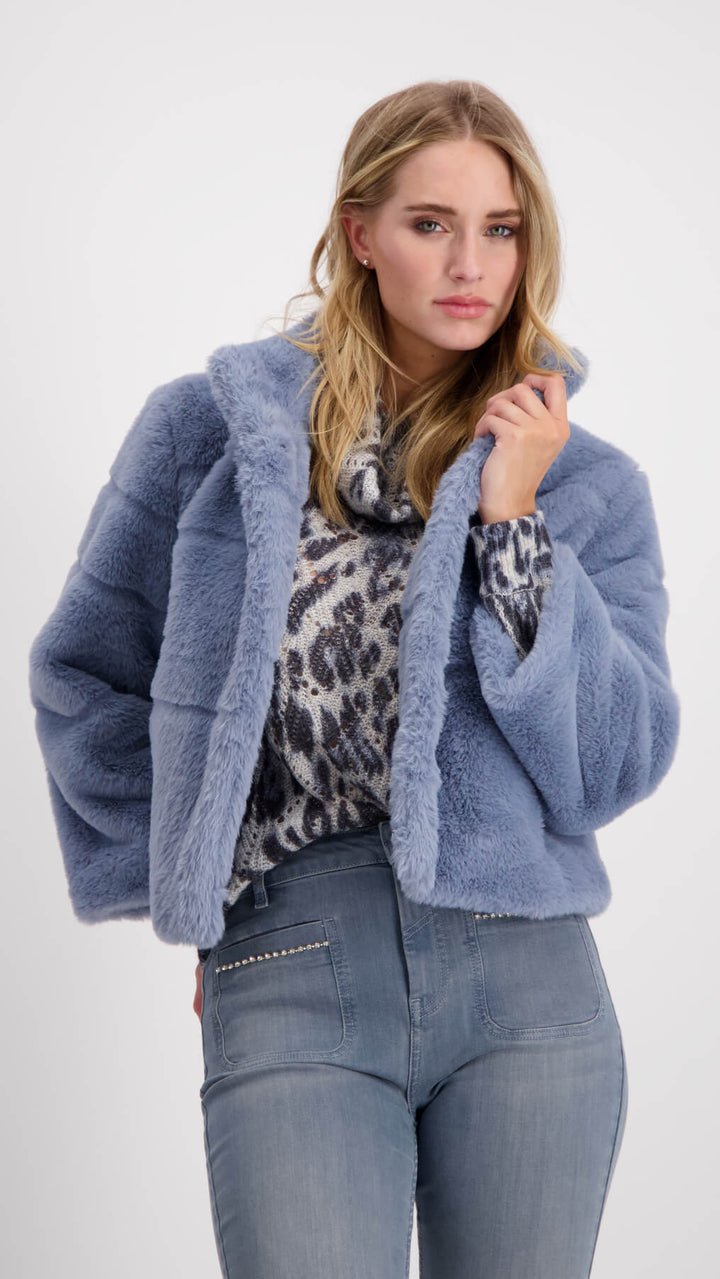 Fake Fur Smokey Blue Jacket