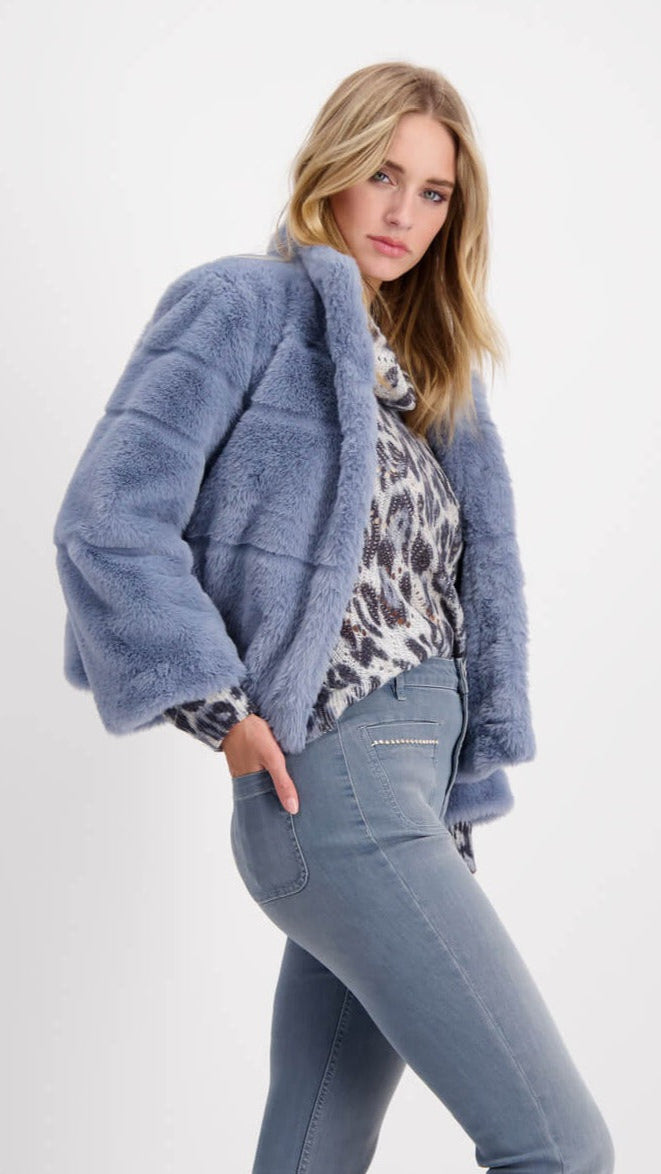 Fake Fur Smokey Blue Jacket