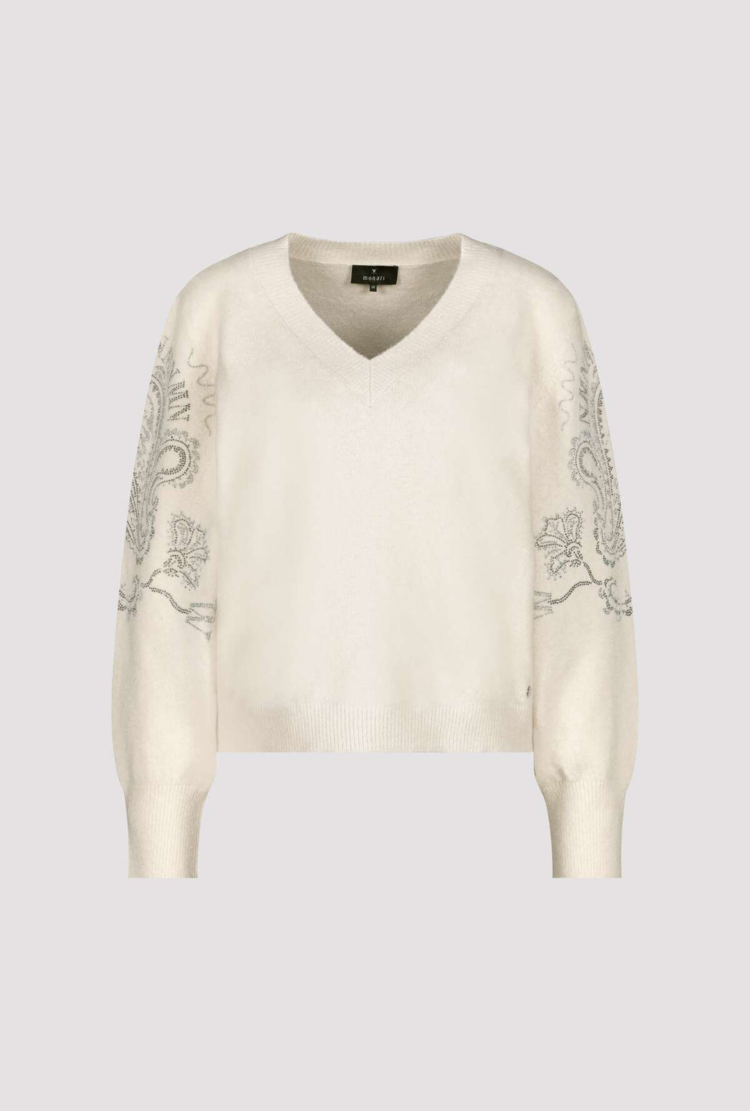 Sand Shell V Neck Glitter Reversable Pullover - Sand