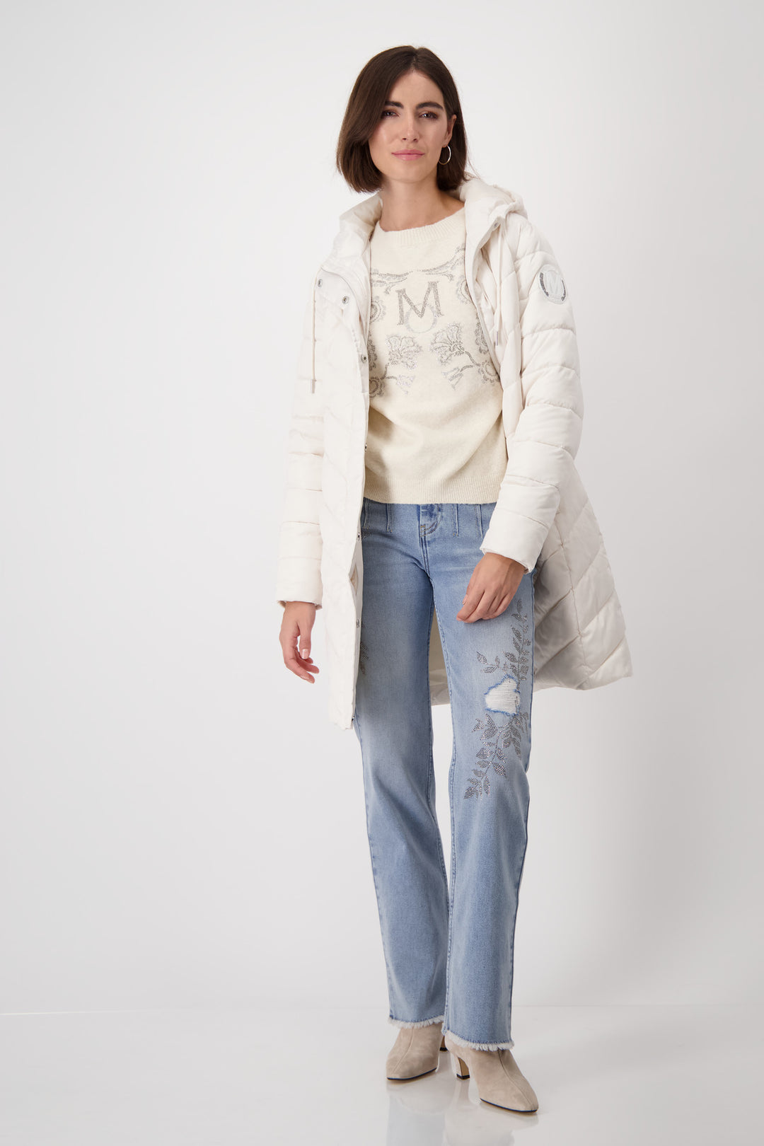 Sand Shell V Neck Glitter Reversable Pullover - Sand