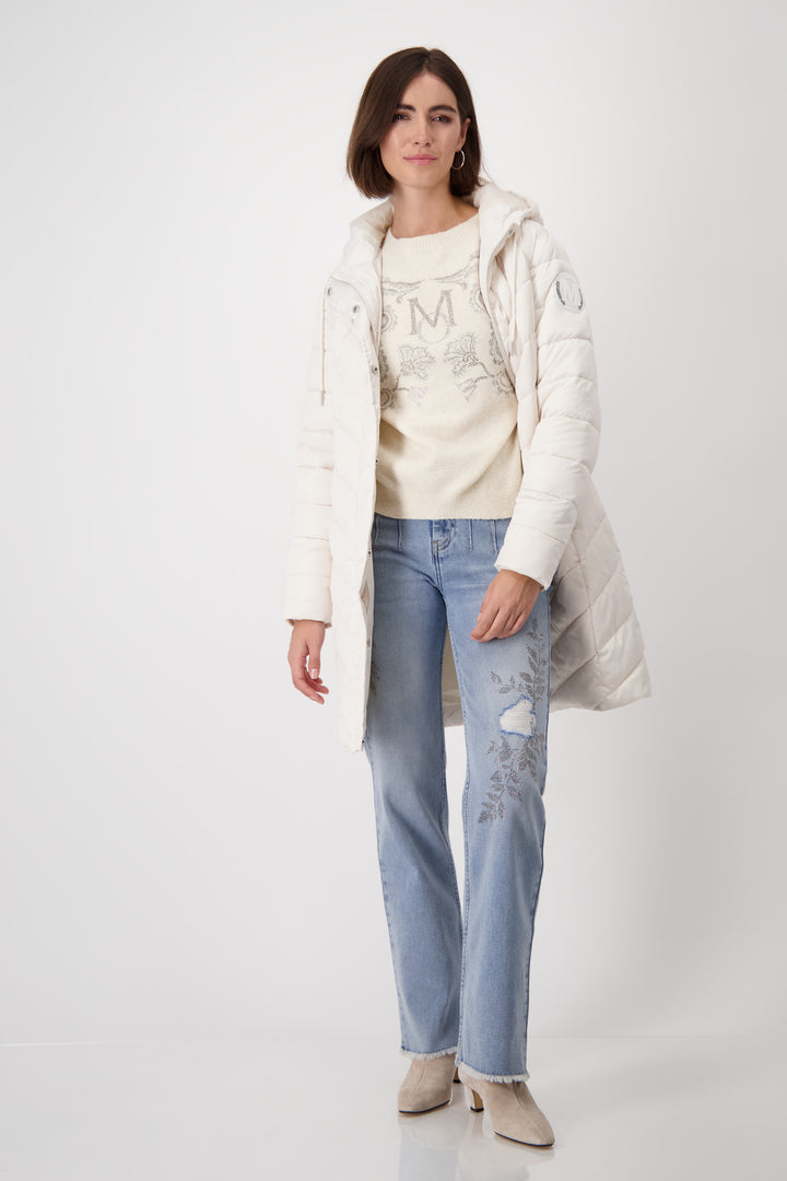 Sand Shell V Neck Glitter Reversable Pullover - Sand