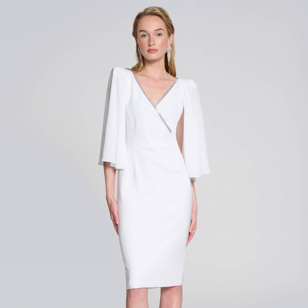 Sequin Collar Signature Wrap Dress - Vanilla  242732