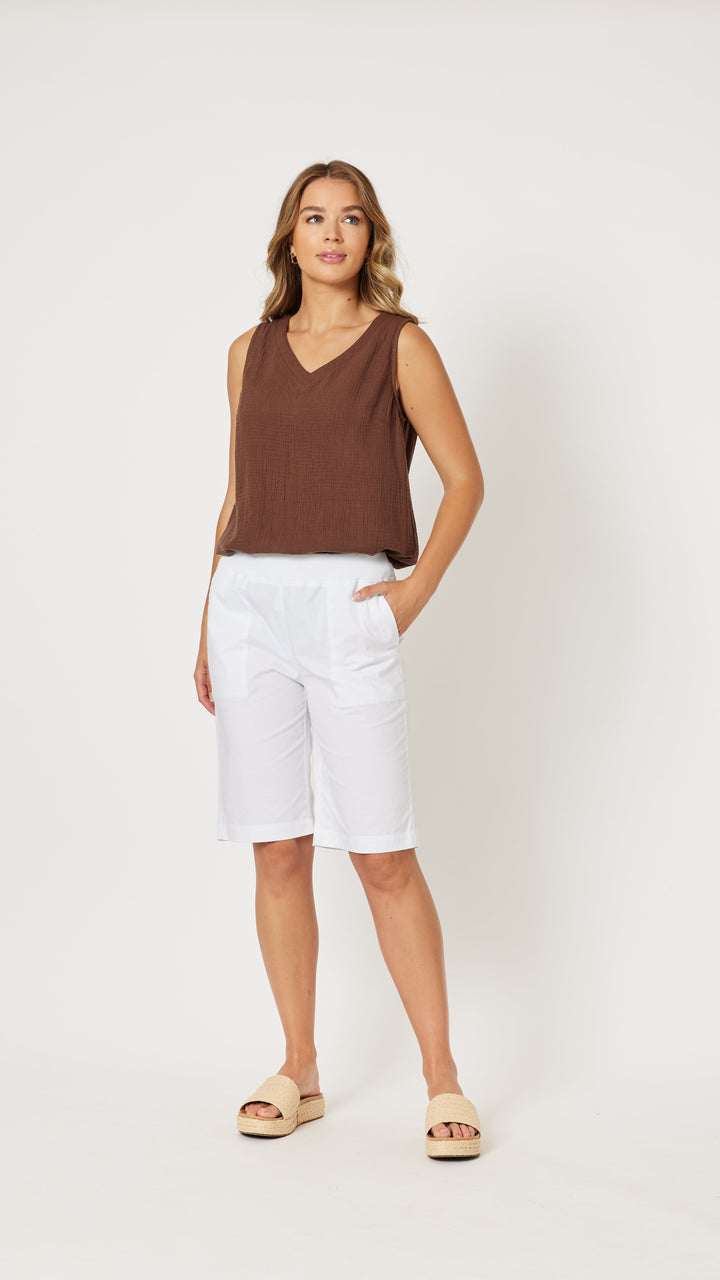 Santorini Cotton Shorts- White