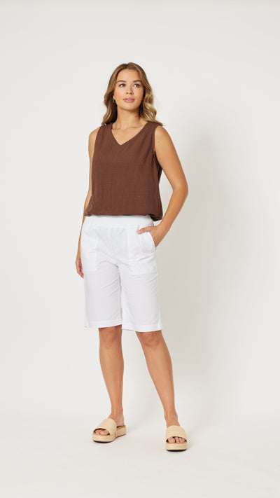 Santorini Cotton Shorts- White/Navy