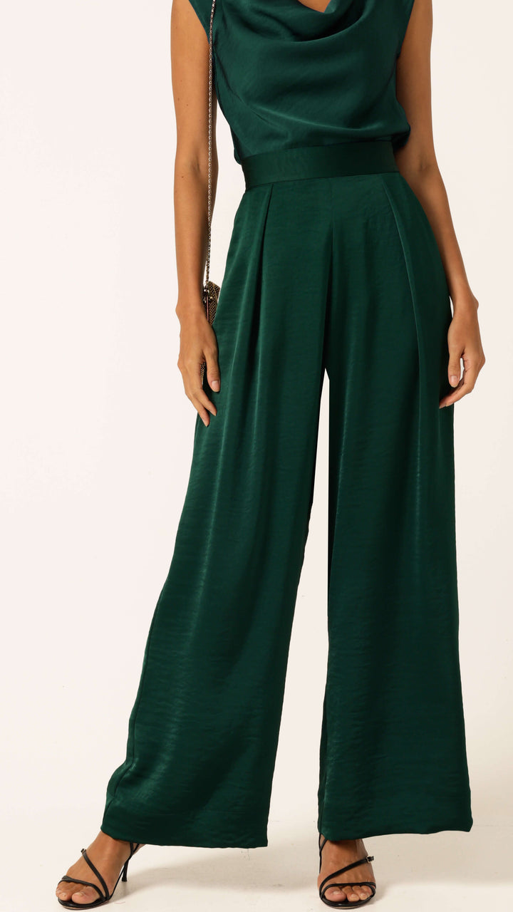 Luxe Pleated Wide Pant - Emerald