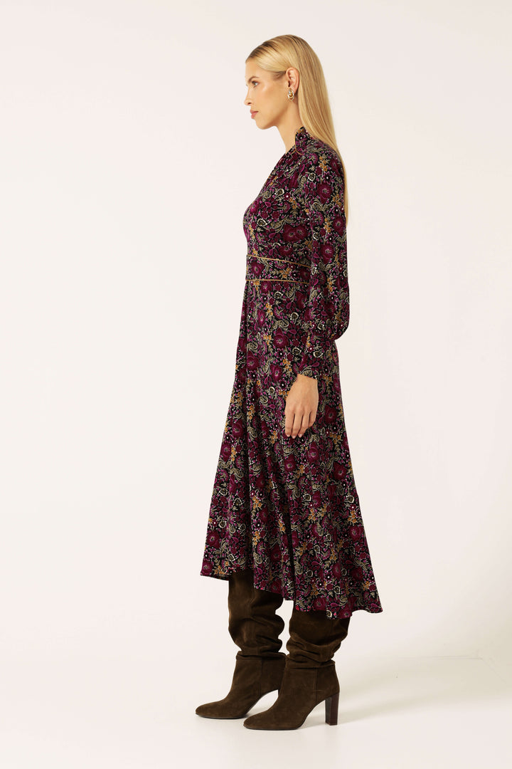 Bouquet Midi Dress - Plum Flower