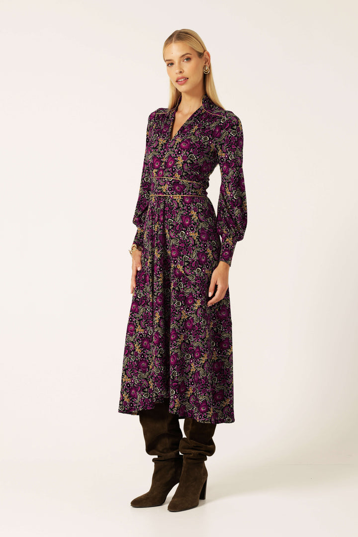 Bouquet Midi Dress - Plum Flower