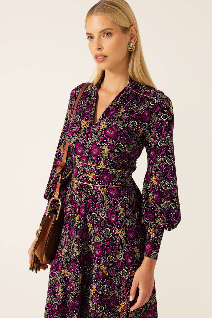 Bouquet Midi Dress - Plum Flower