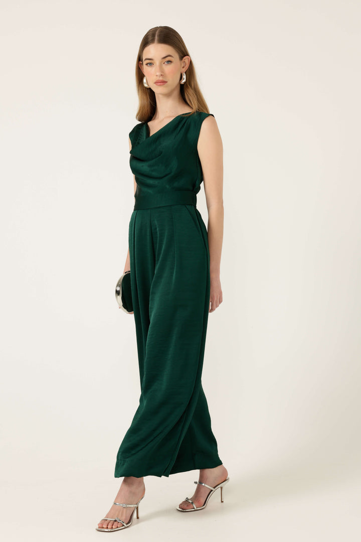 Luxe Pleated Wide Pant - Emerald