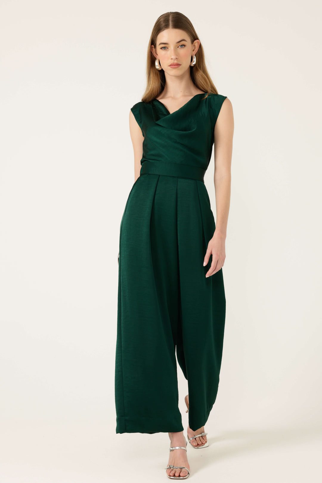 Luxe Pleated Wide Pant - Emerald