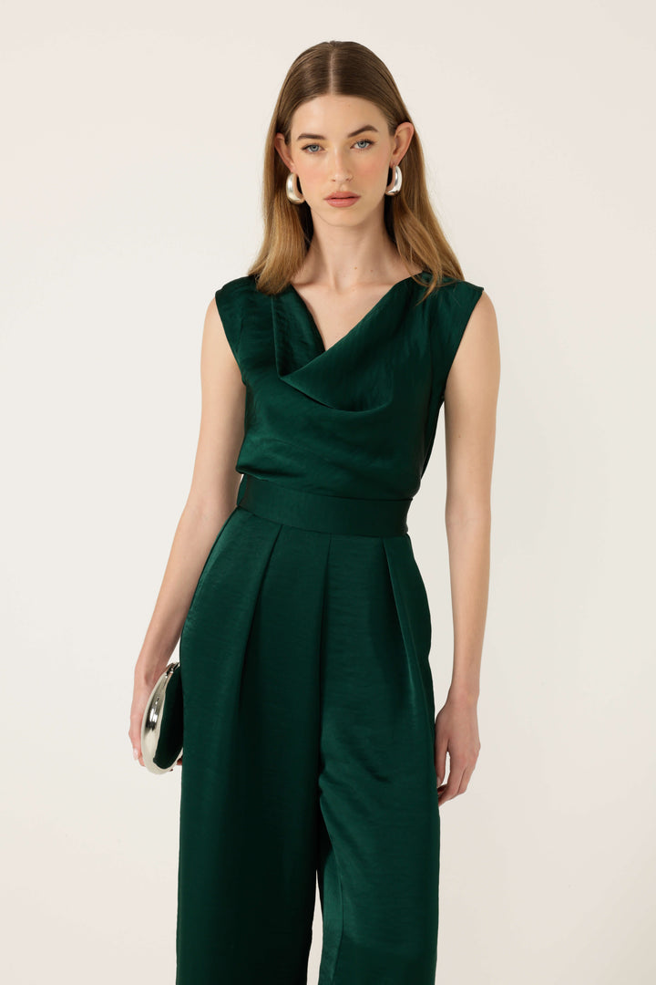 Luxe Pleated Wide Pant - Emerald