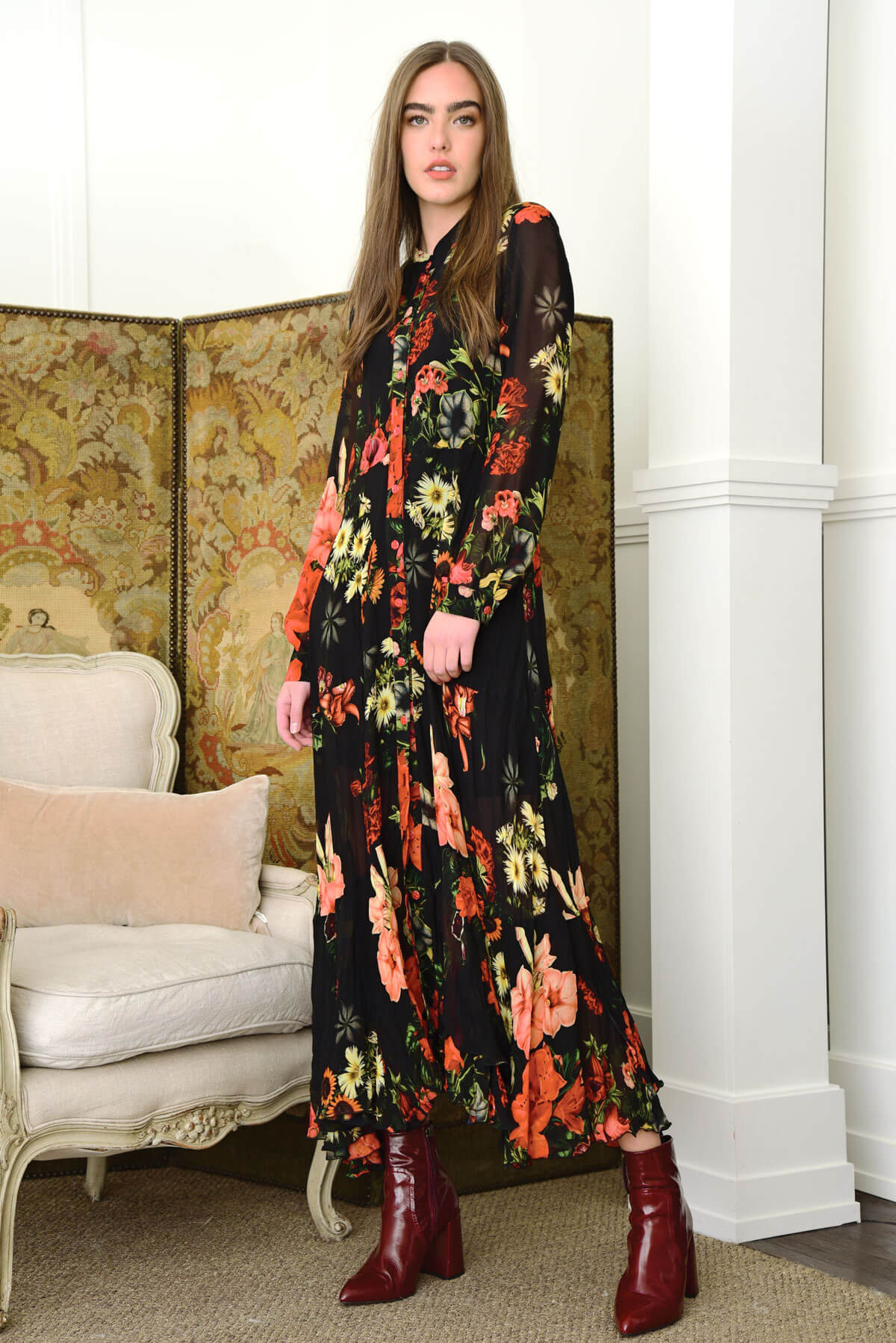 In Full Swing  Maxi Dress - Black Floral - Curate