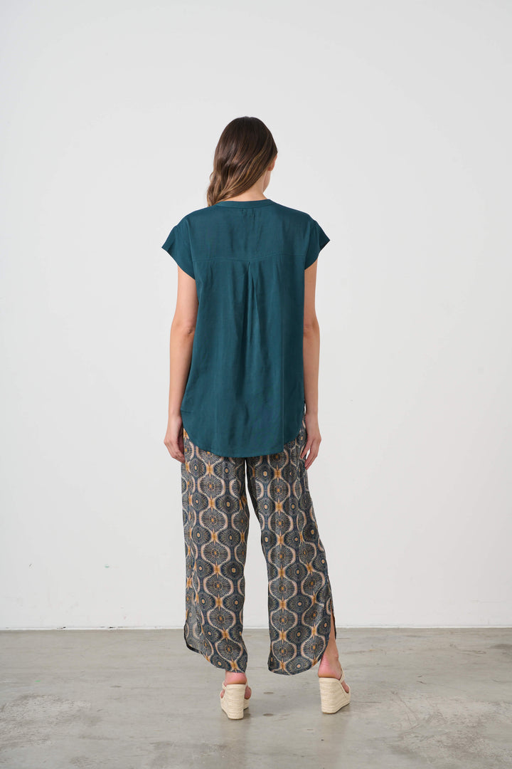 Scoop Back Hem Blouse