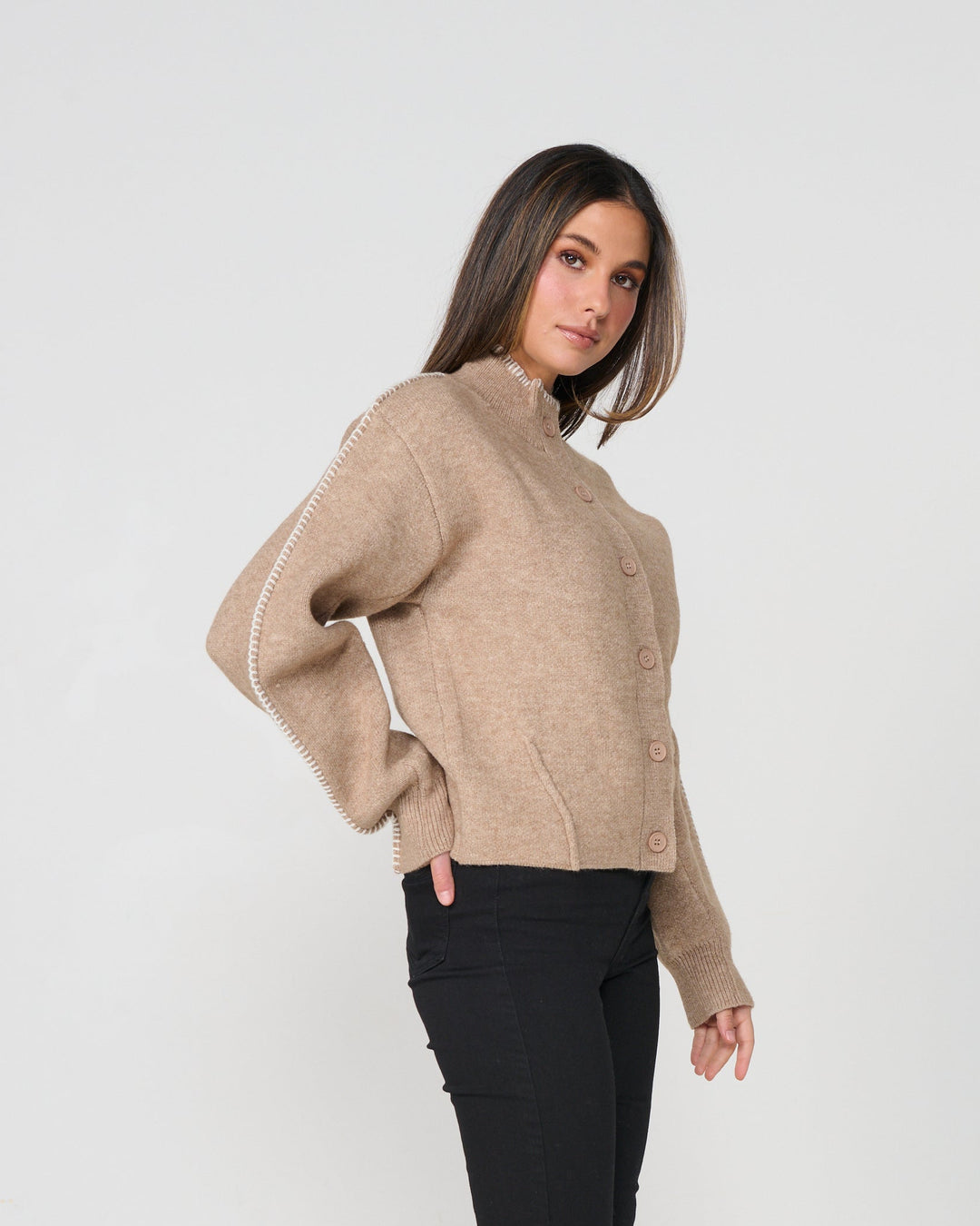 Contrast Blanket Stitch Cardi