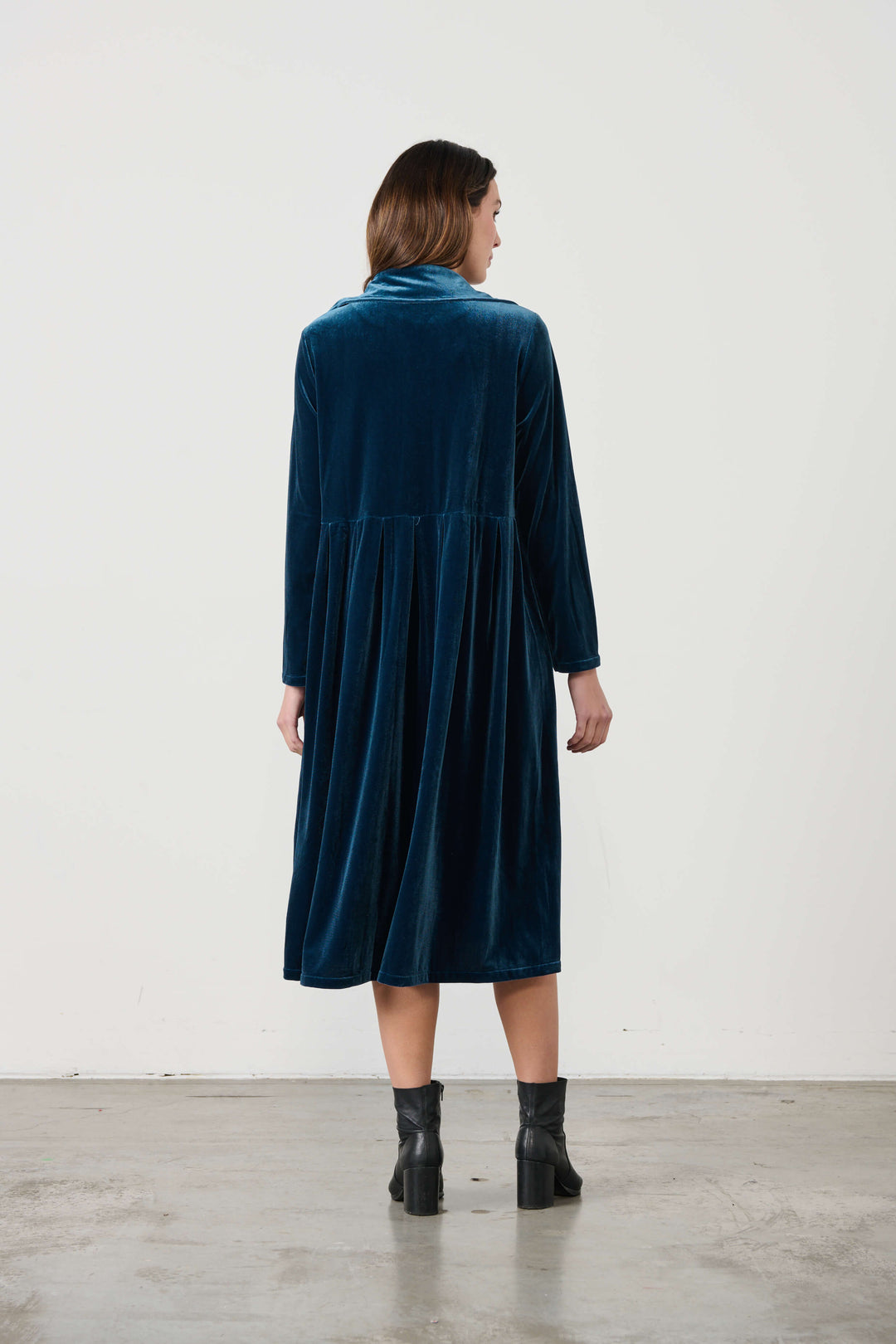 Luxurious Velvet Shirt Dress - Blue/Green