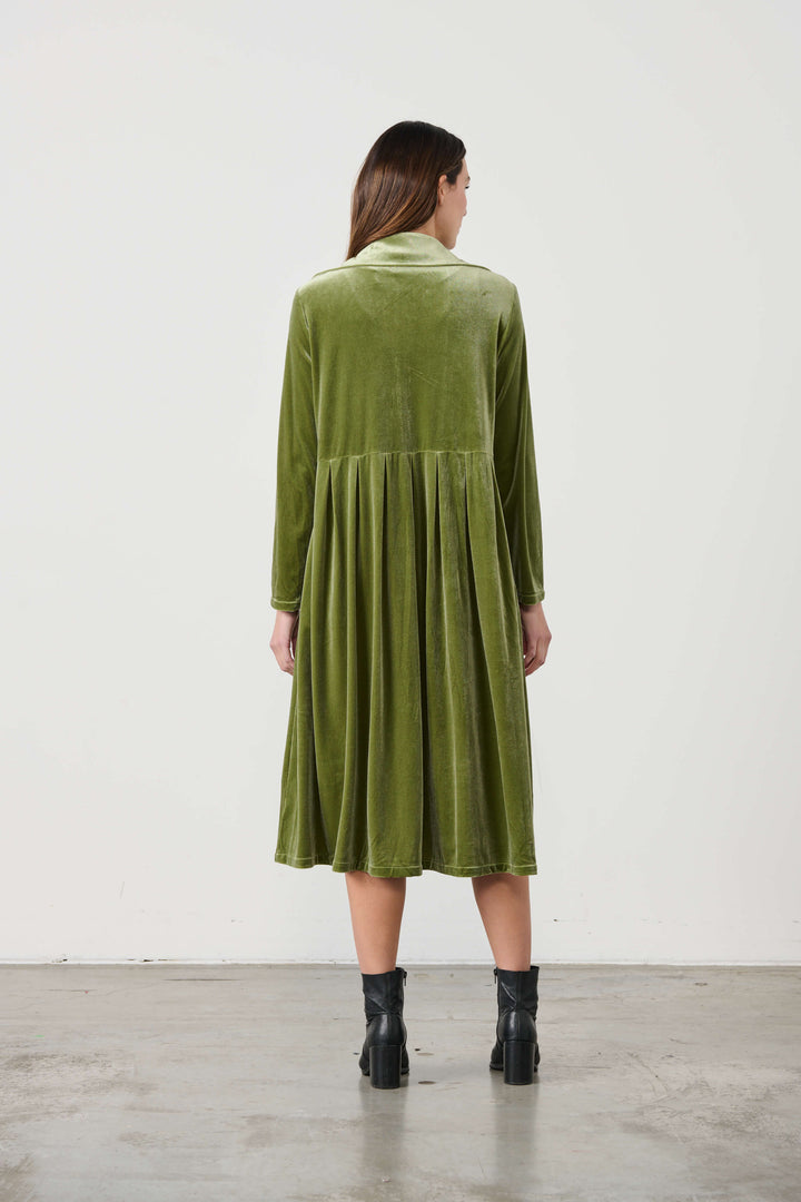 Luxurious Velvet Shirt Dress - Blue/Green