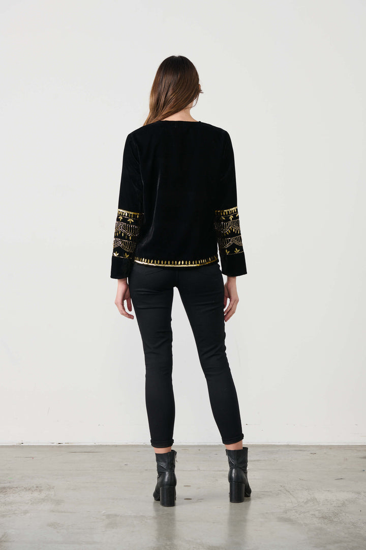 Hand Beaded Velvet Feel Jacket