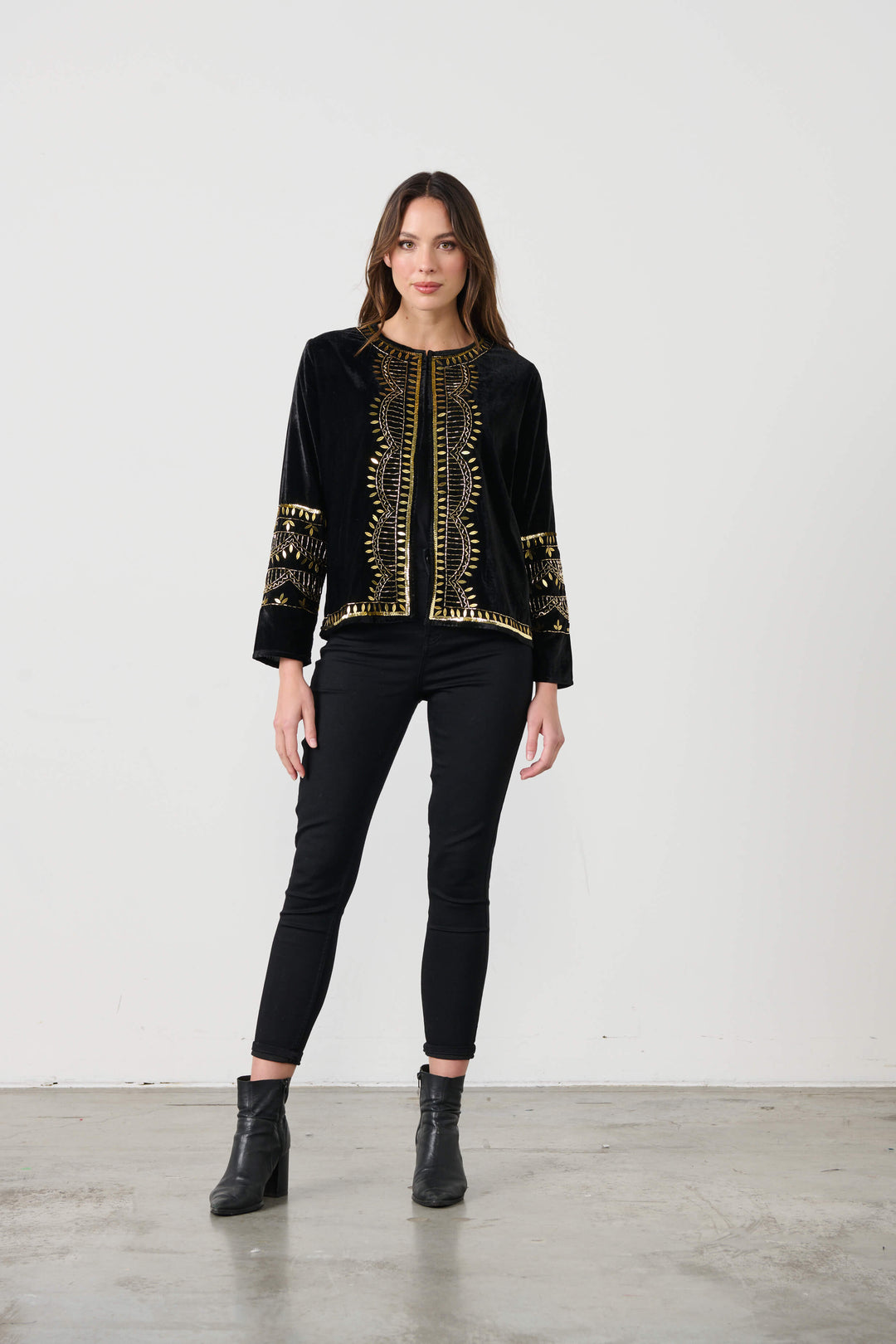 Hand Beaded Velvet Feel Jacket