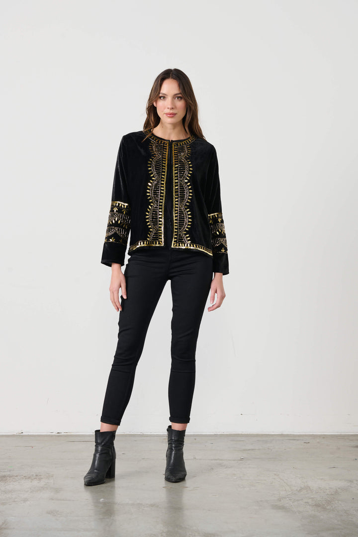 Hand Beaded Velvet Feel Jacket