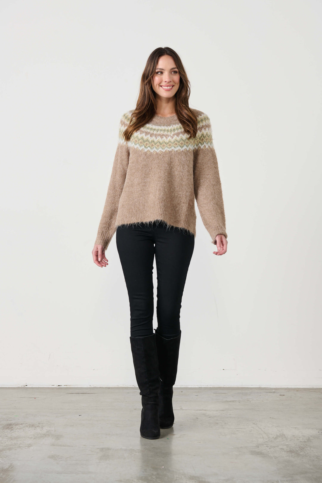 Zig Zag Jumper - Beige