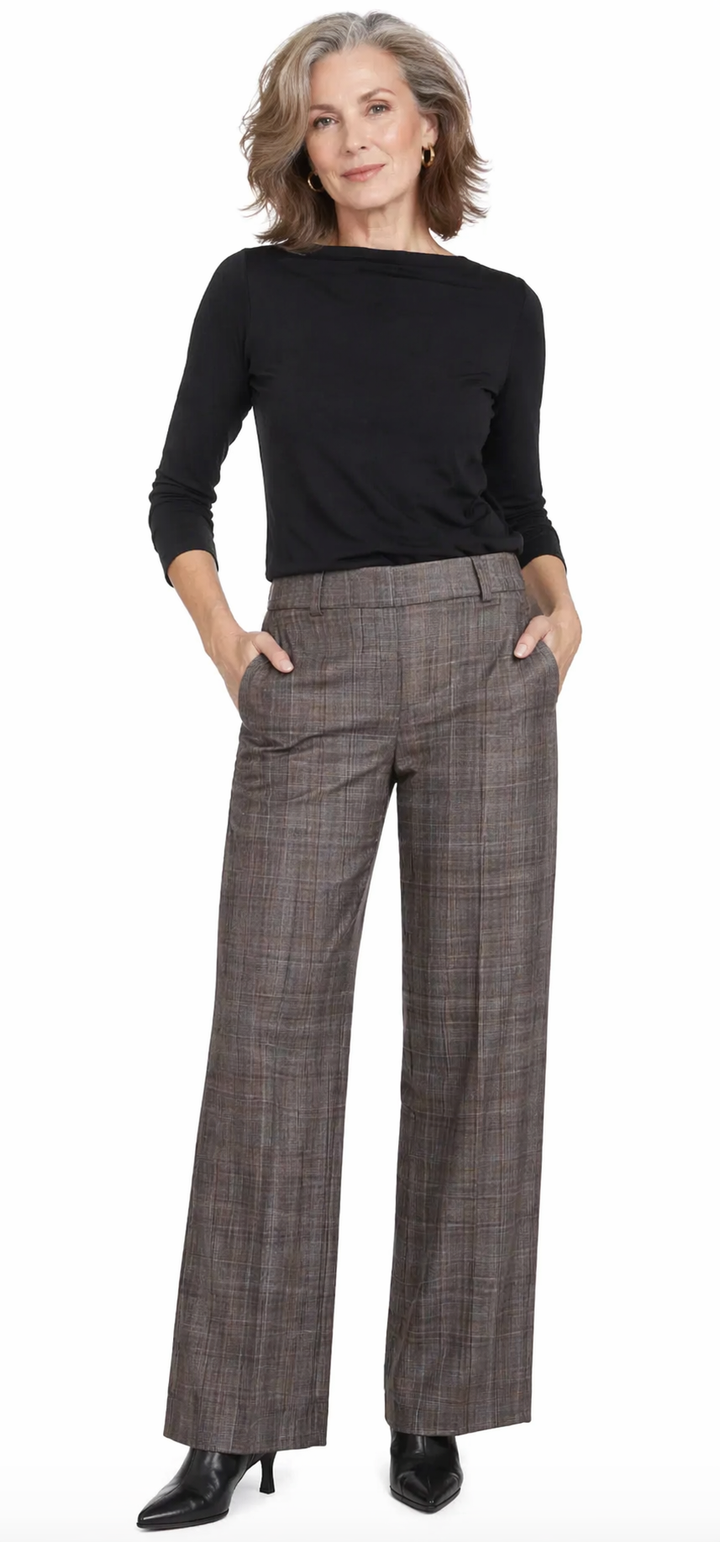 Full Length Ponte Pant - Honey Plaid