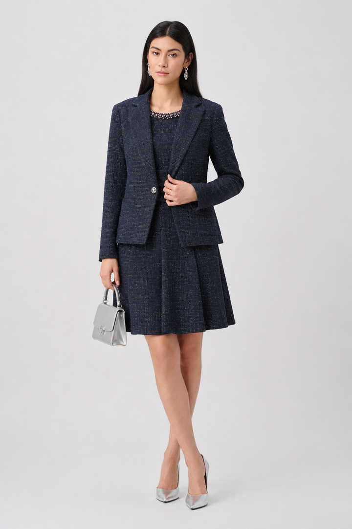 Modern Geometry Lurex Boucle Fitted Blazer 263214