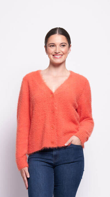 Top Bird Cardigan - Neon Flash Orange