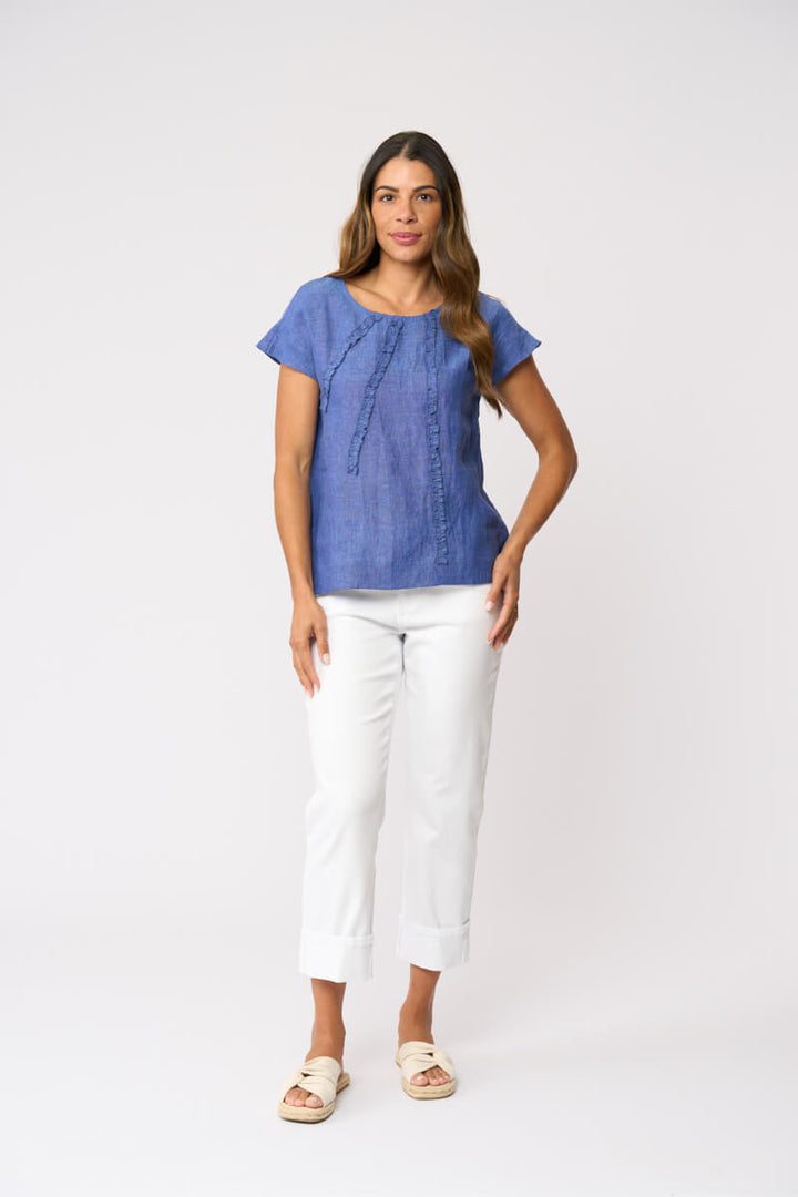 Foil Sunray Top Capri Blue