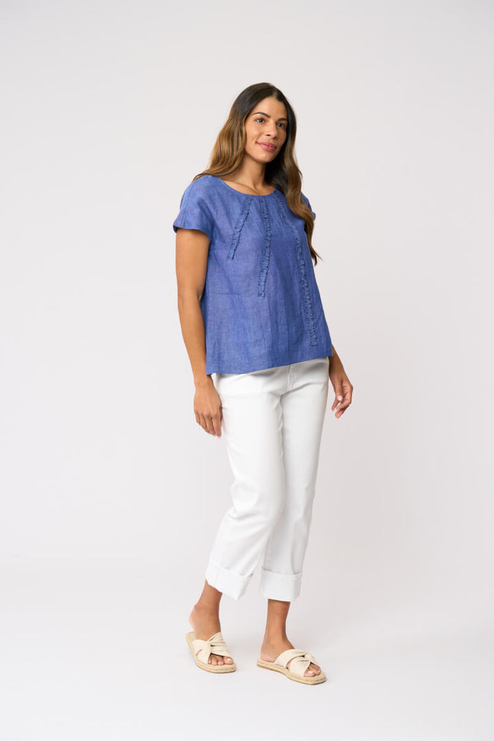 Foil Sunray Top Capri Blue
