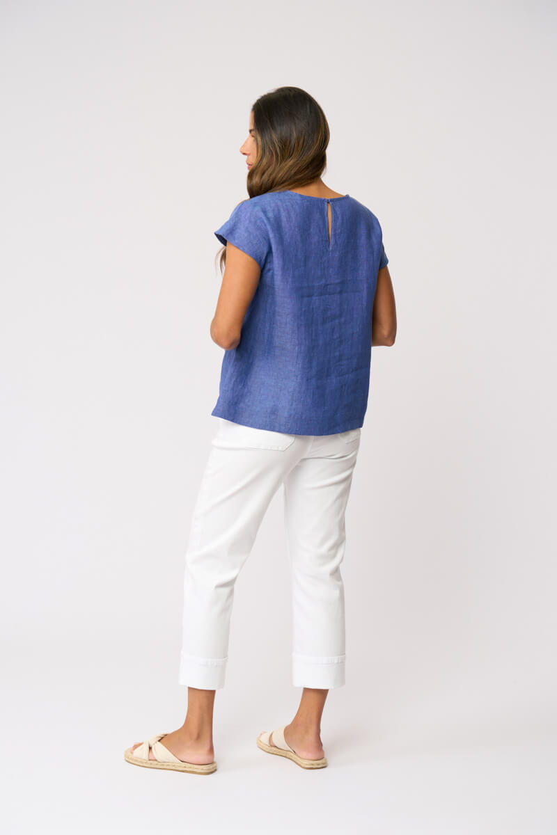 Foil Sunray Top Capri Blue
